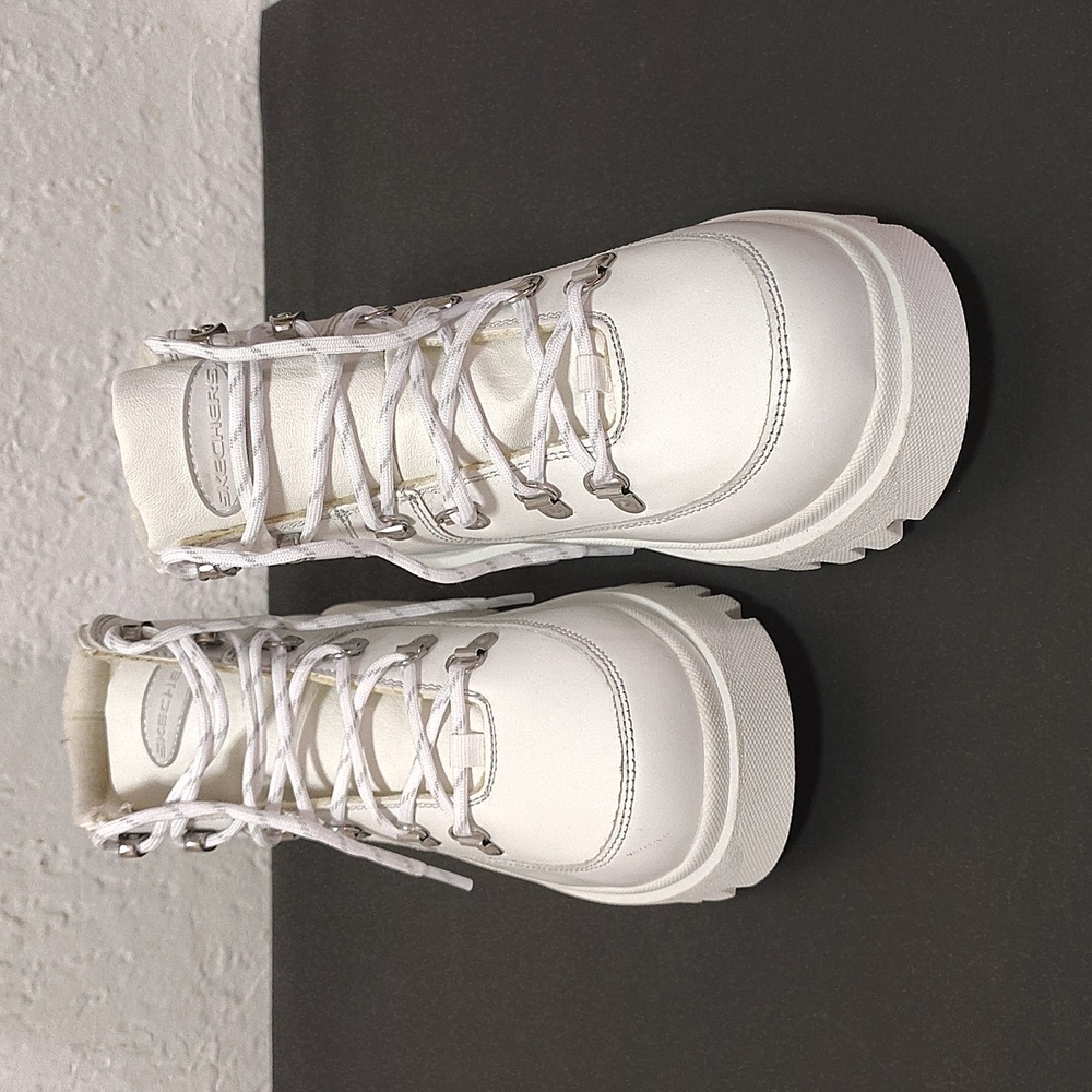 Skechers Shindigs Renegade Heart Women Size 9 Retro White Lace-up Boots Vintage - Picture 5 of 11